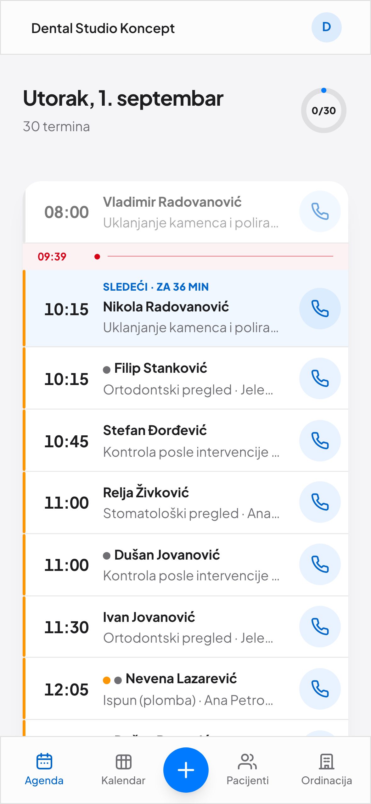 Agenda na telefonu